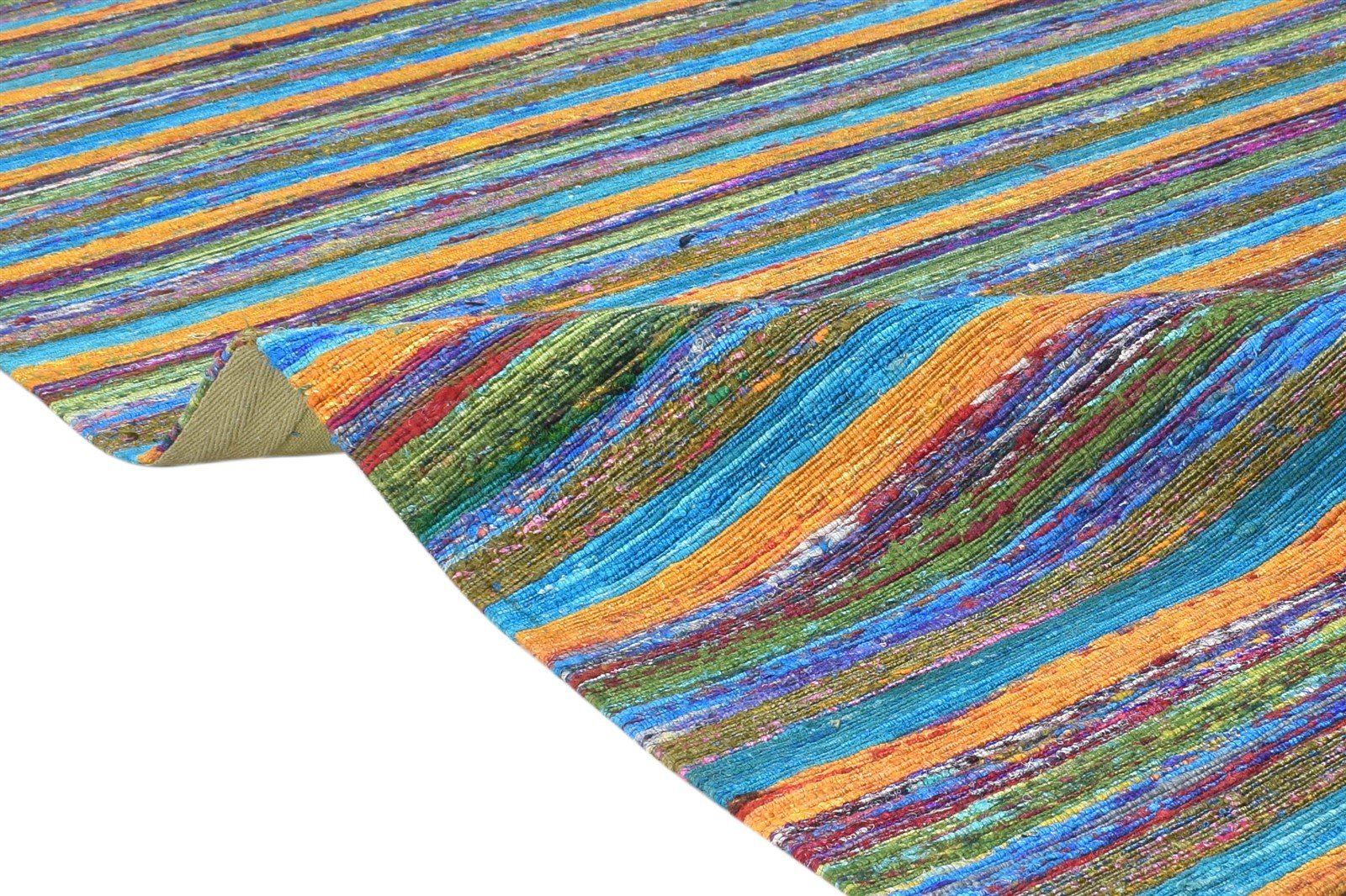 Rozamond 5' X 4' Rug Silk Multi Color Modern Hand Woven Bohemian Striped 7864665276565