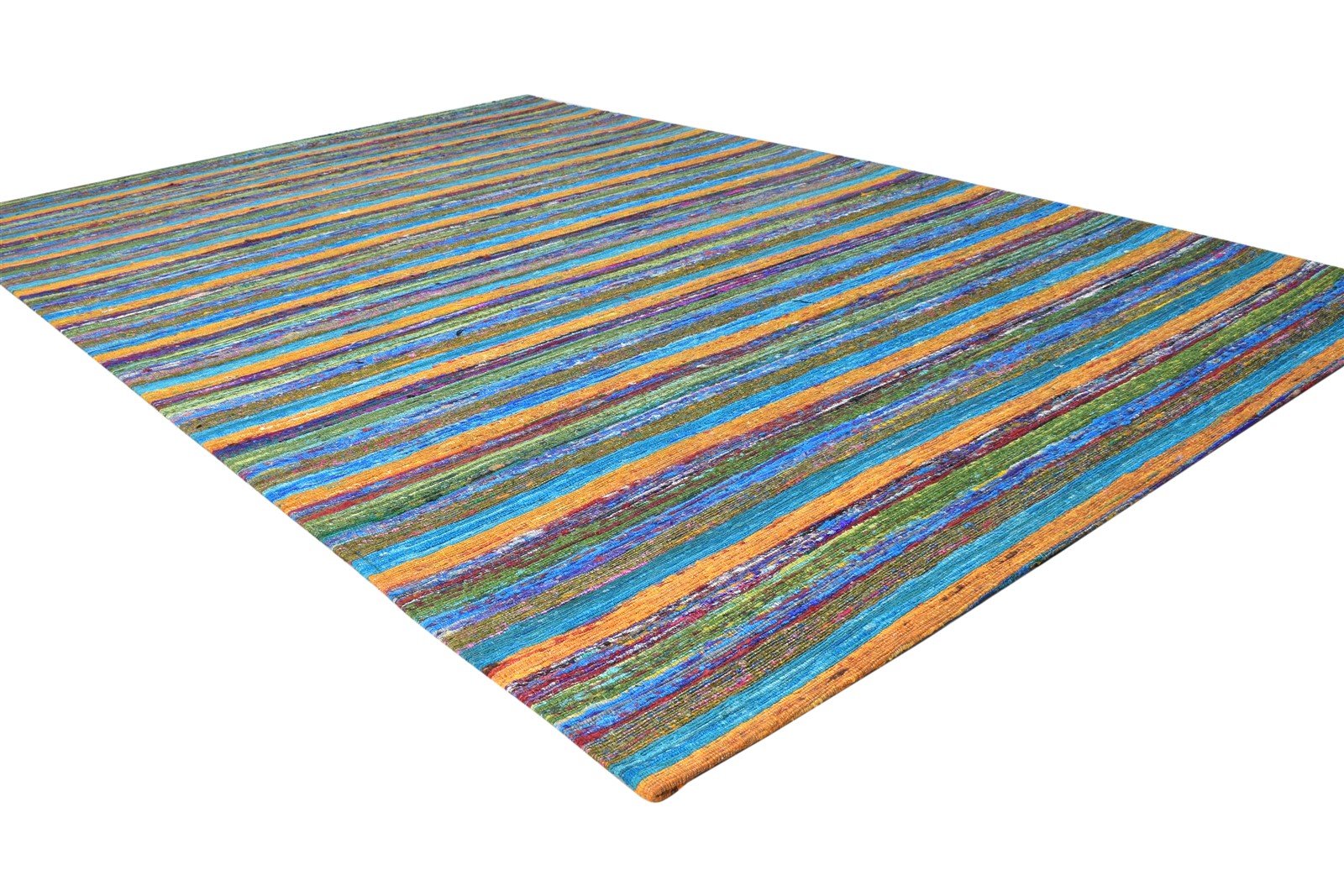 Rozamond 5' X 4' Rug Silk Multi Color Modern Hand Woven Bohemian Striped 7864665276565
