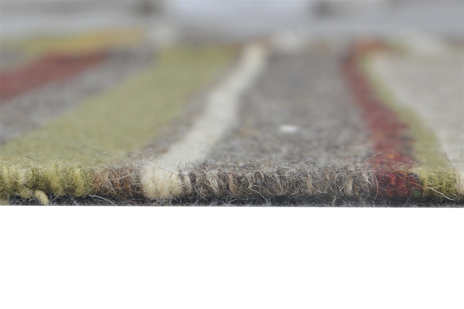 5' X 4' Rug Wool Beige Modern Dhurrie Scandinavian Striped Room Size Carpet 7865169707157