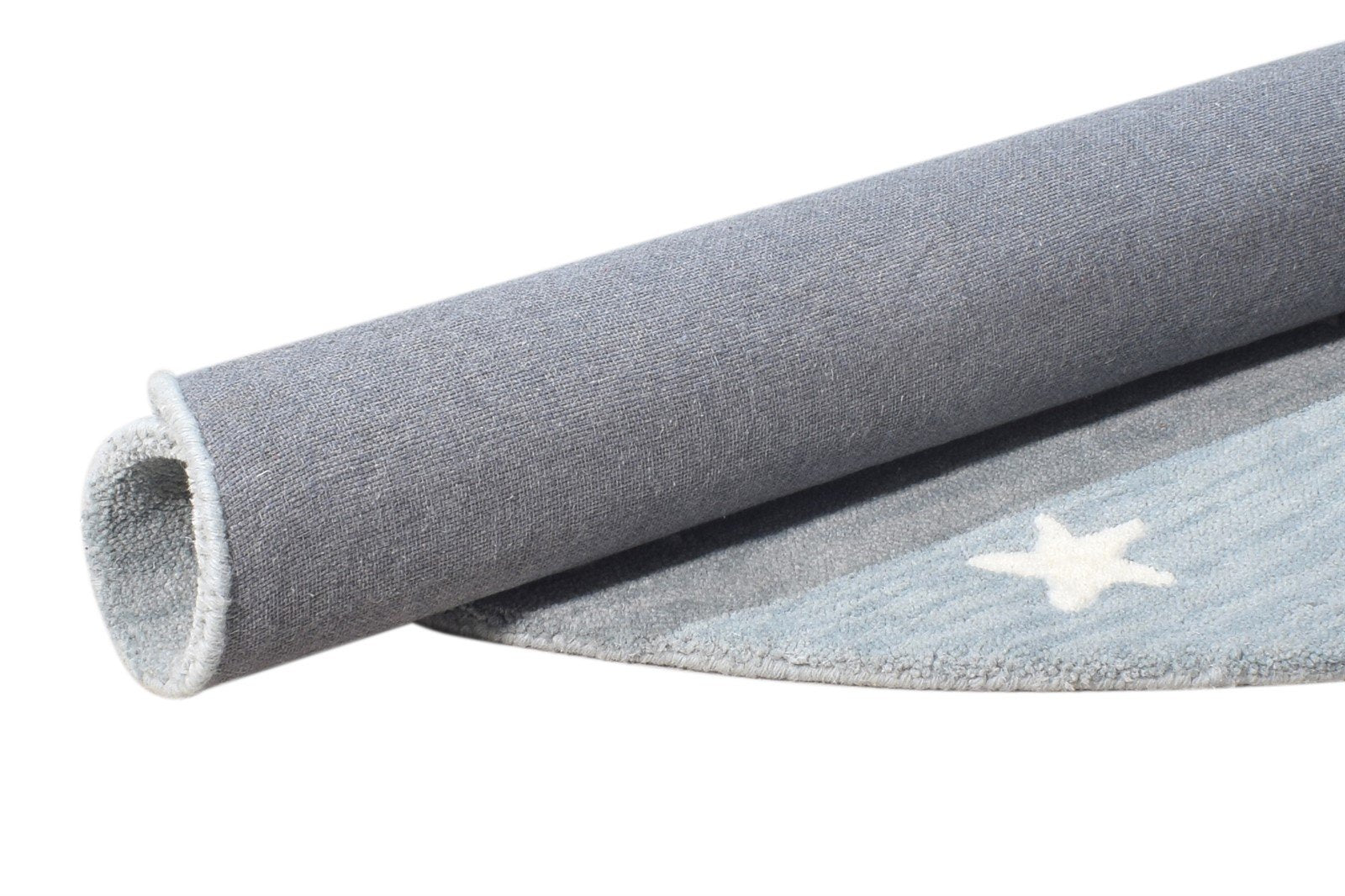 5' X 5' Rug Wool Blue Modern Hand Tufted American Stars Room Size Round 7865181175957