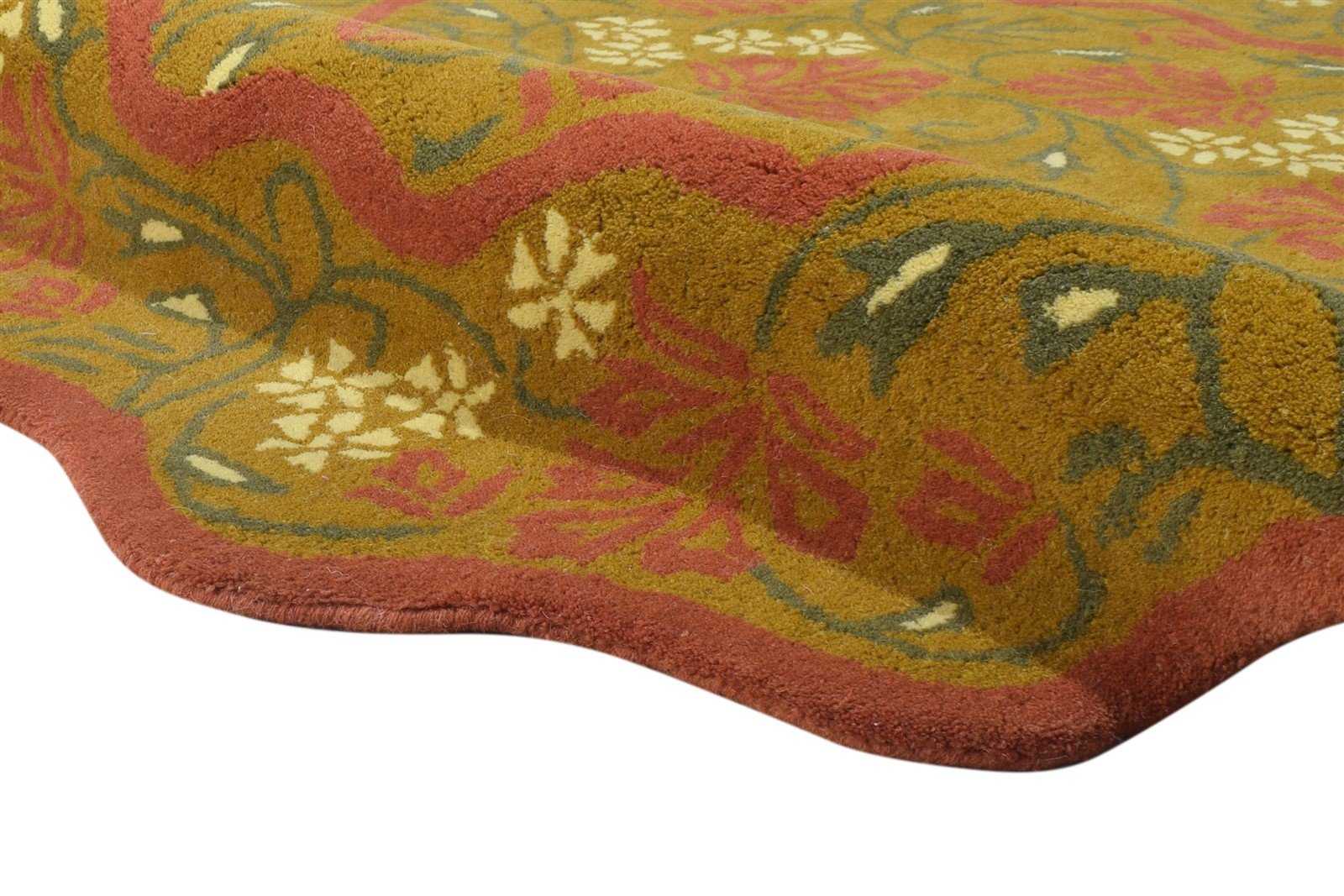 5' X 5' Rug Wool Green Modern Hand Tufted French Floral Room Size Carpet 7865009209493