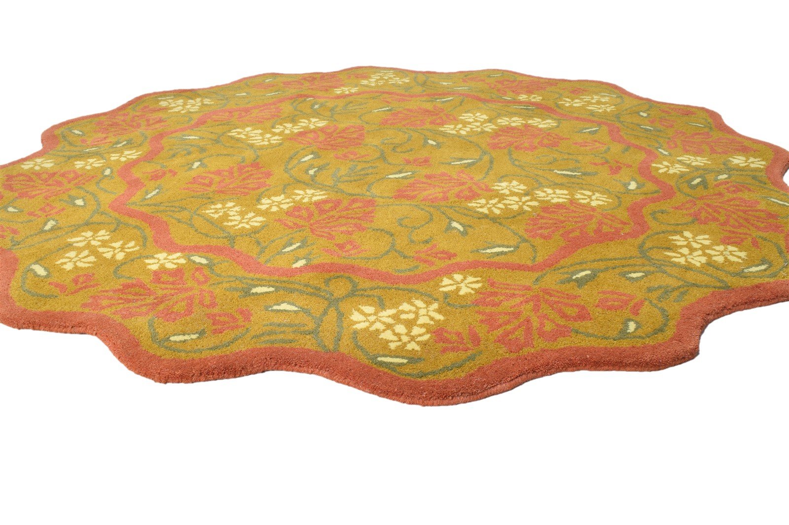 5' X 5' Rug Wool Green Modern Hand Tufted French Floral Room Size Carpet 7865009209493