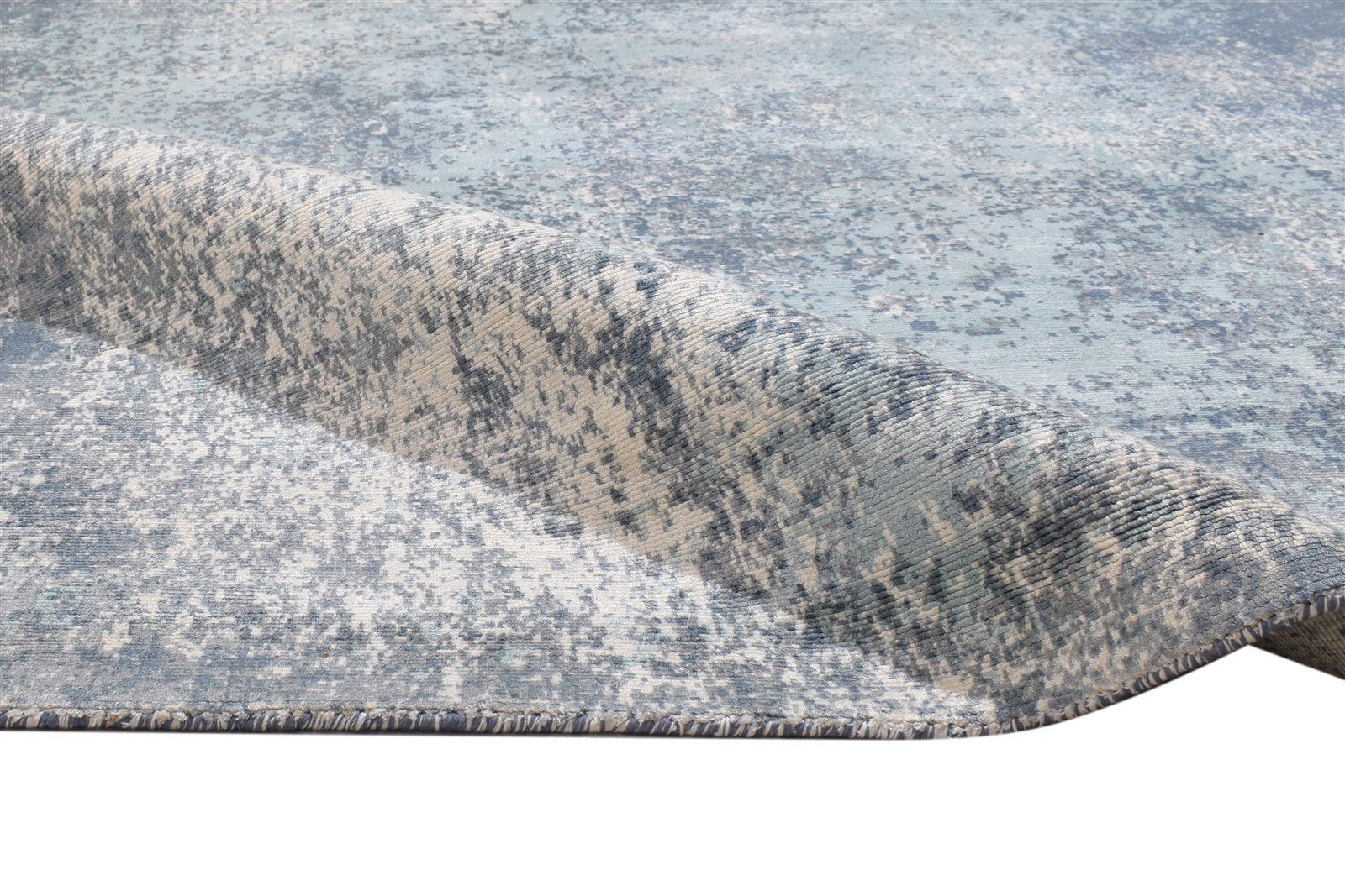 Rikki 5' X 6' Rug Silk Blue Modern Handloom Indian Abstract 7864161075349