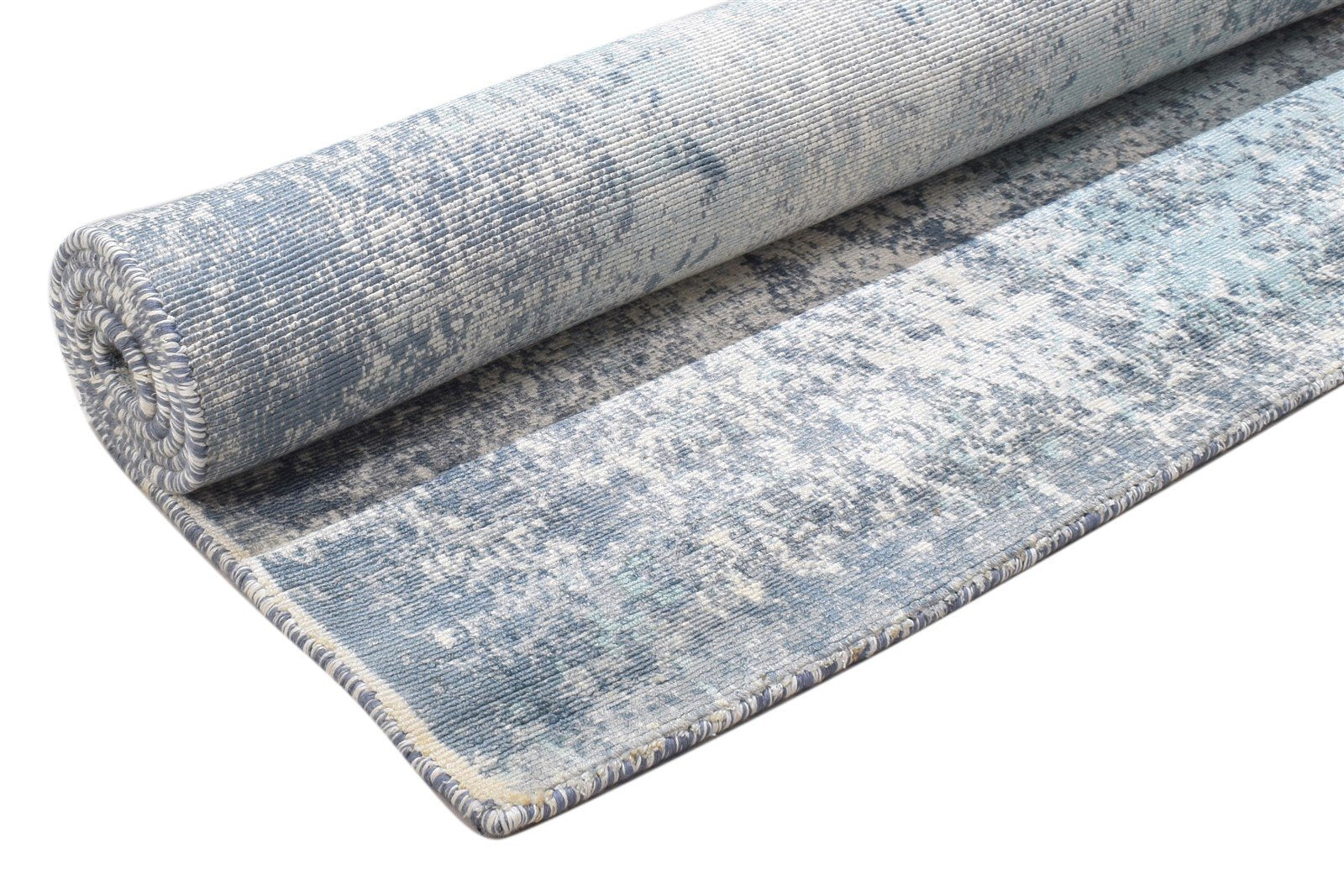 Rikki 5' X 6' Rug Silk Blue Modern Handloom Indian Abstract 7864161075349