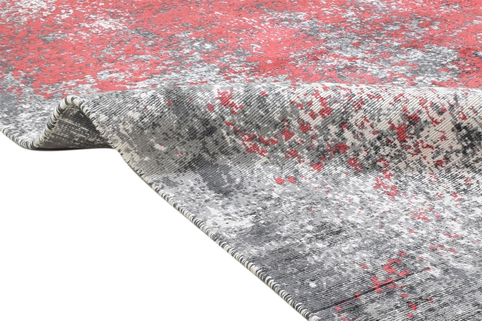 5' X 6' Rug Silk Red Modern Hand Woven Indian Abstract Room Size Carpet 7864160551061