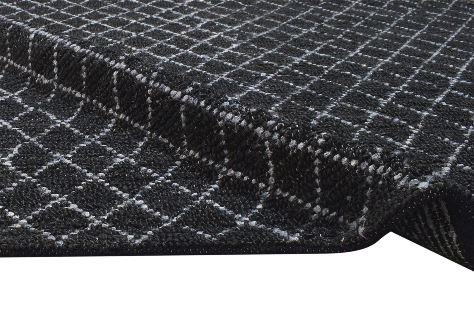 5' X 7' Rug Jute Black Modern Hand Woven Moroccan Diamond Room Size Carpet 7864164548757