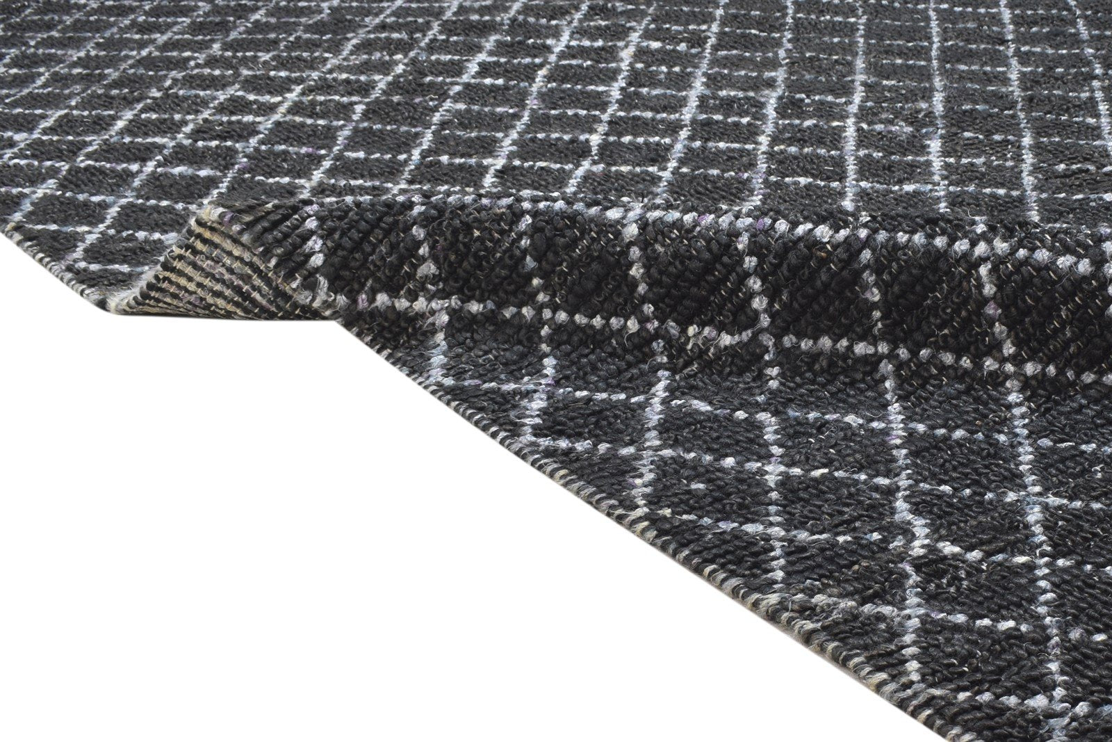 5' X 7' Rug Jute Black Modern Hand Woven Moroccan Diamond Room Size Carpet 7864164548757