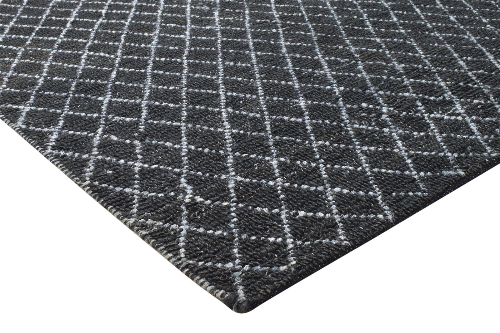 5' X 7' Rug Jute Black Modern Hand Woven Moroccan Diamond Room Size Carpet 7864164548757