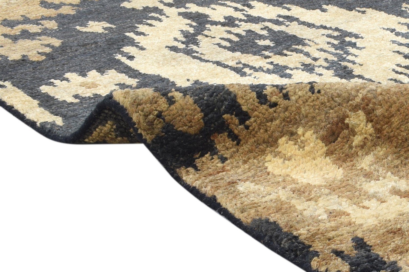 5' X 7' Rug Jute Black Persian Hand Knotted Oriental Ikat Room Size Carpet 7864405688469