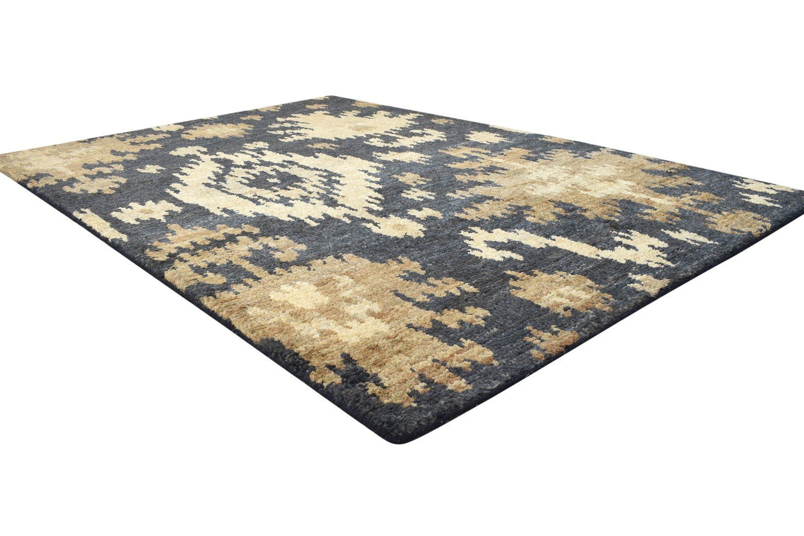 5' X 7' Rug Jute Black Persian Hand Knotted Oriental Ikat Room Size Carpet 7864405688469