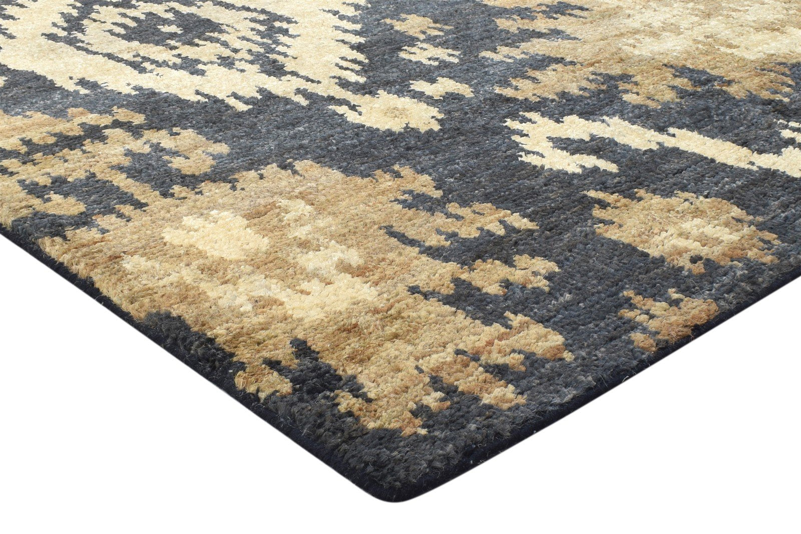 5' X 7' Rug Jute Black Persian Hand Knotted Oriental Ikat Room Size Carpet 7864405688469