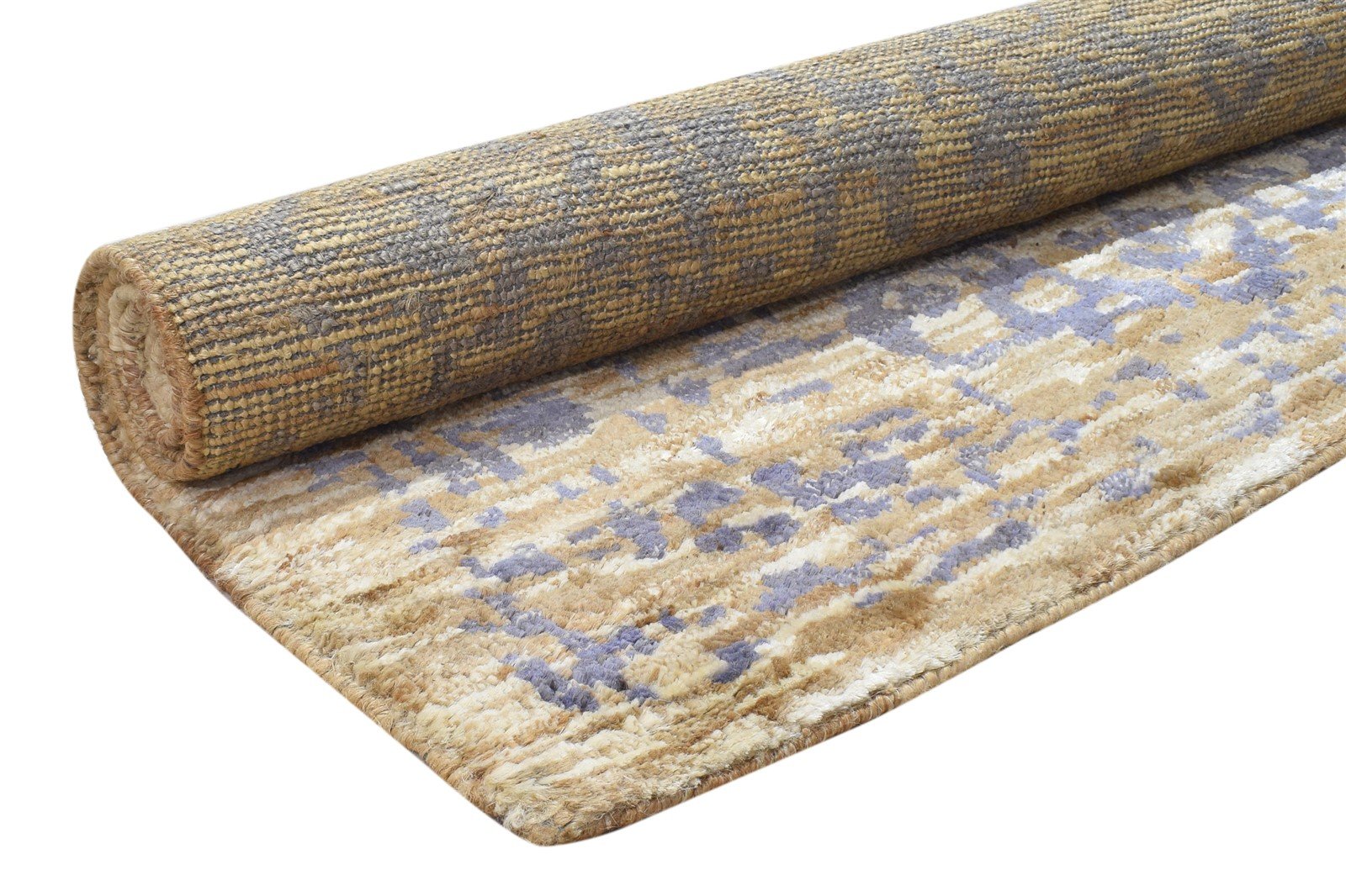 5' X 7' Rug Jute Gold Modern Hand Knotted Bohemian Bohemian Room Size Carpet 7864236408981