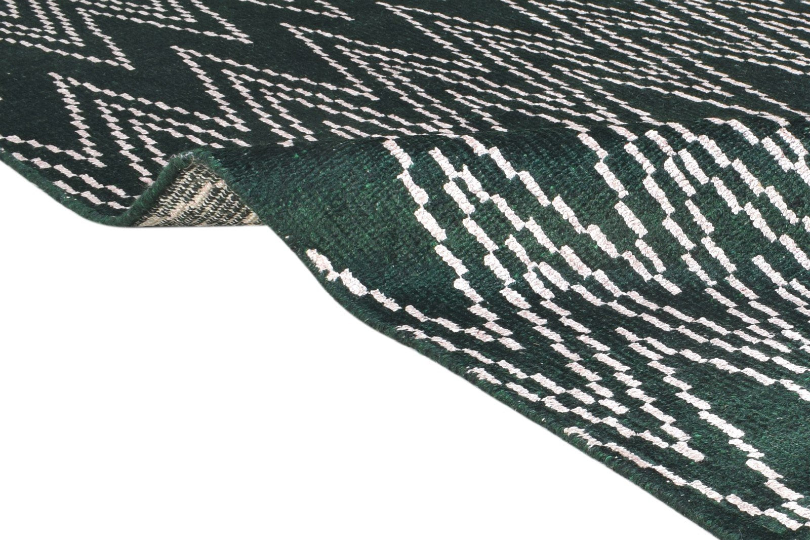 Emyle 5' X 7' Rug Silk Green Modern Hand Knotted Scandinavian Chevron 7864416993429