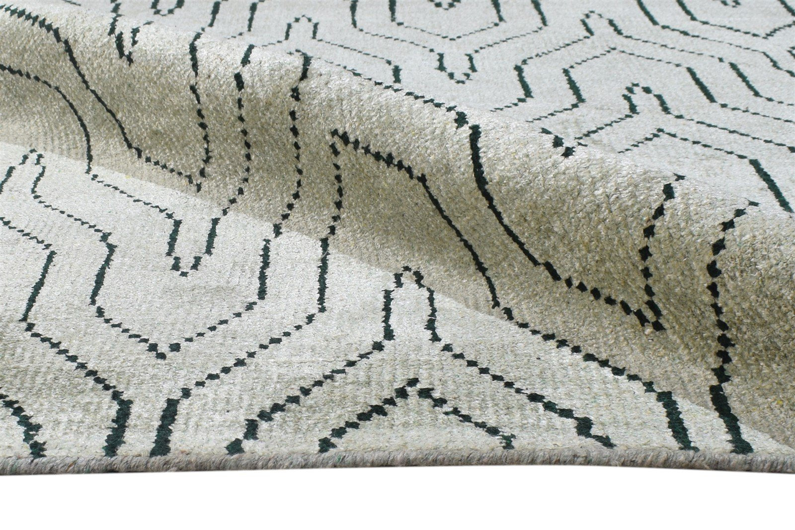 5' X 7' Rug Silk Grey Modern Hand Knotted Scandinavian Trellis Room Size Carpet 7864413552789