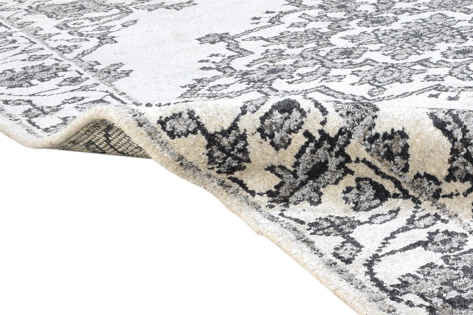 5' X 7' Rug Silk Ivory Persian Hand Knotted Serapi Medallion Room Size Carpet 7864995315861