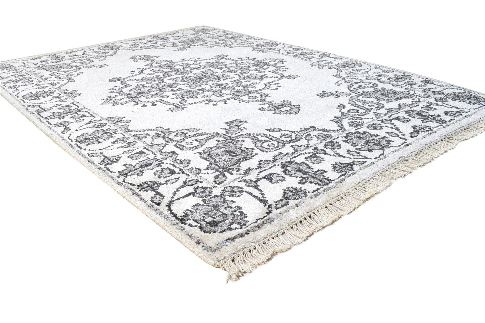 5' X 7' Rug Silk Ivory Persian Hand Knotted Serapi Medallion Room Size Carpet 7864995315861