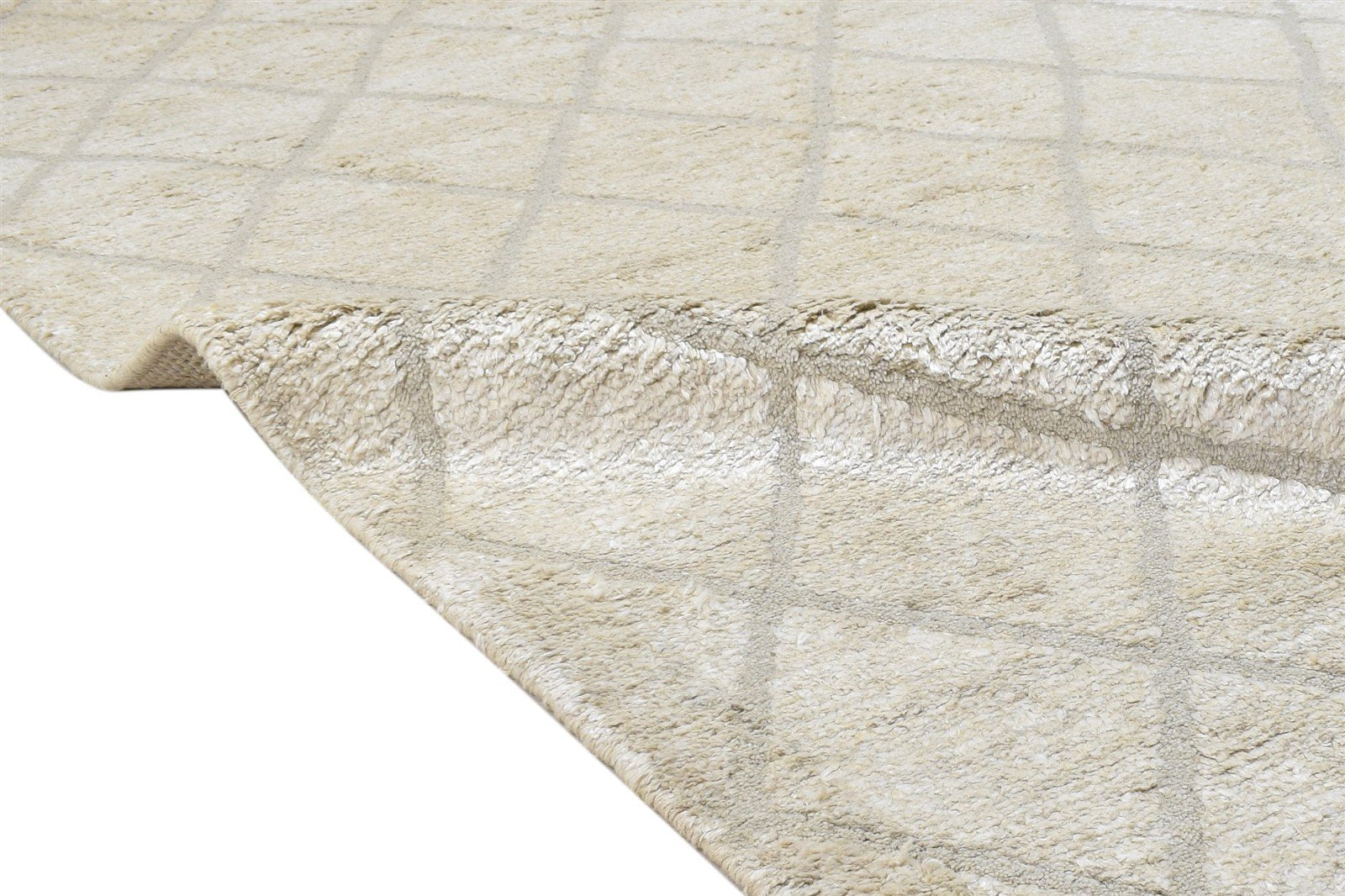 5' X 7' Rug Silk Sand Modern Hand Knotted Moroccan Diamond Room Size Carpet 7864223039637