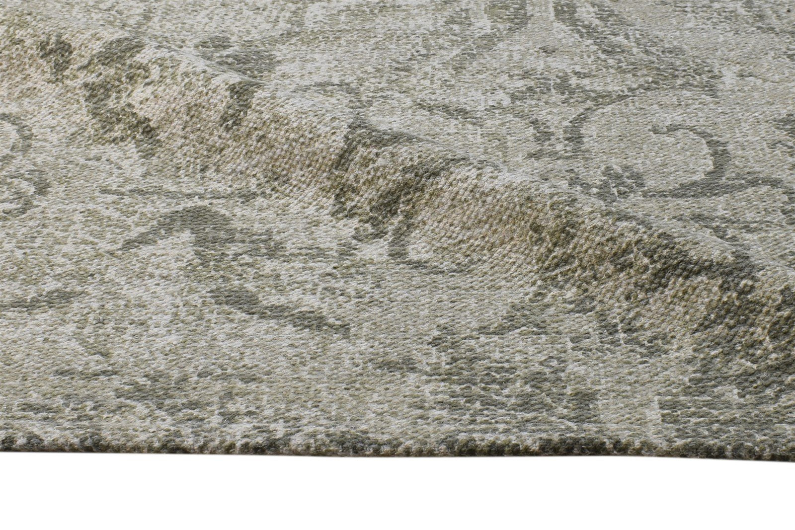 5' X 7' Rug Wool Beige Modern Dhurrie European Damask Room Size Carpet 7865195200661