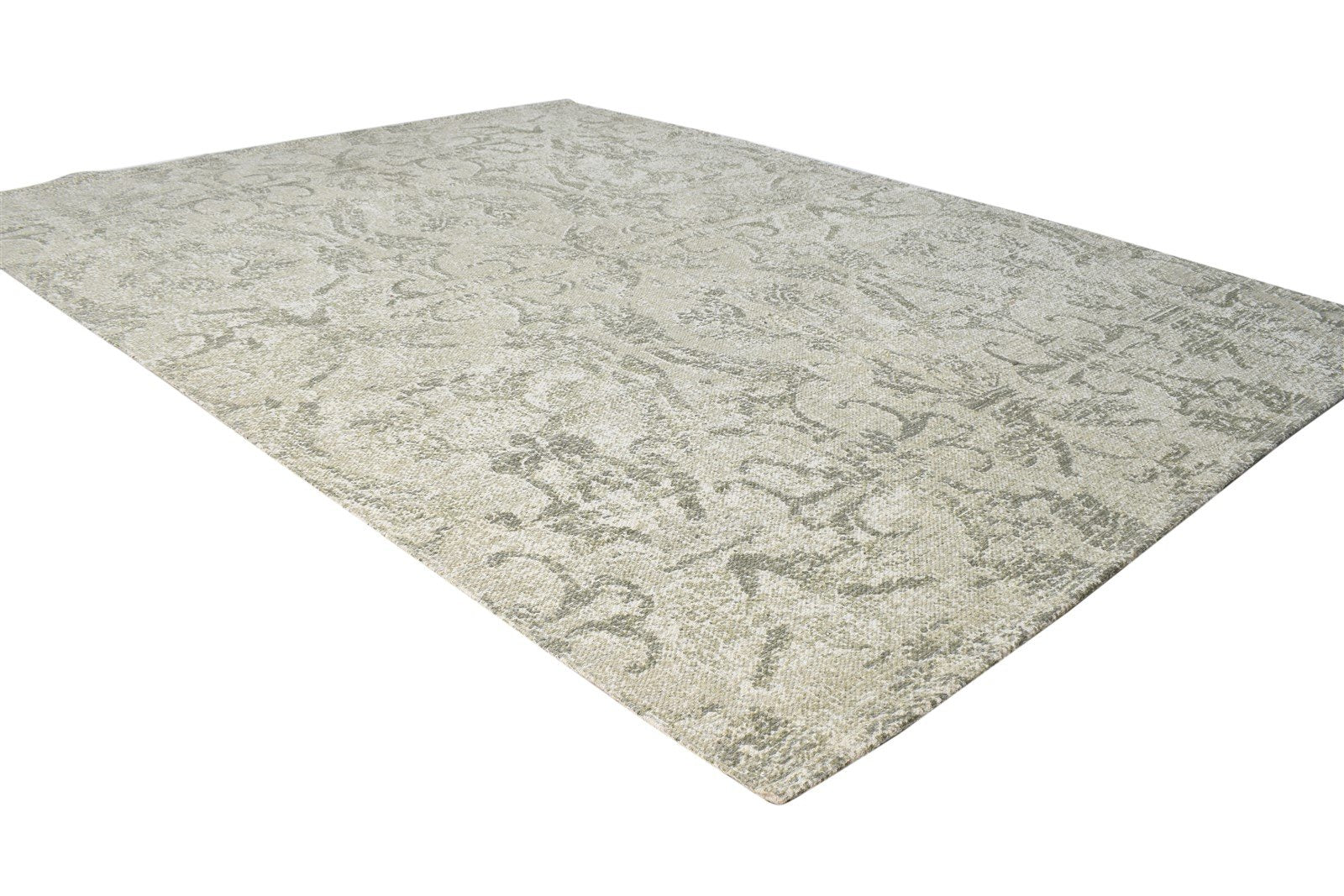 5' X 7' Rug Wool Beige Modern Dhurrie European Damask Room Size Carpet 7865195200661