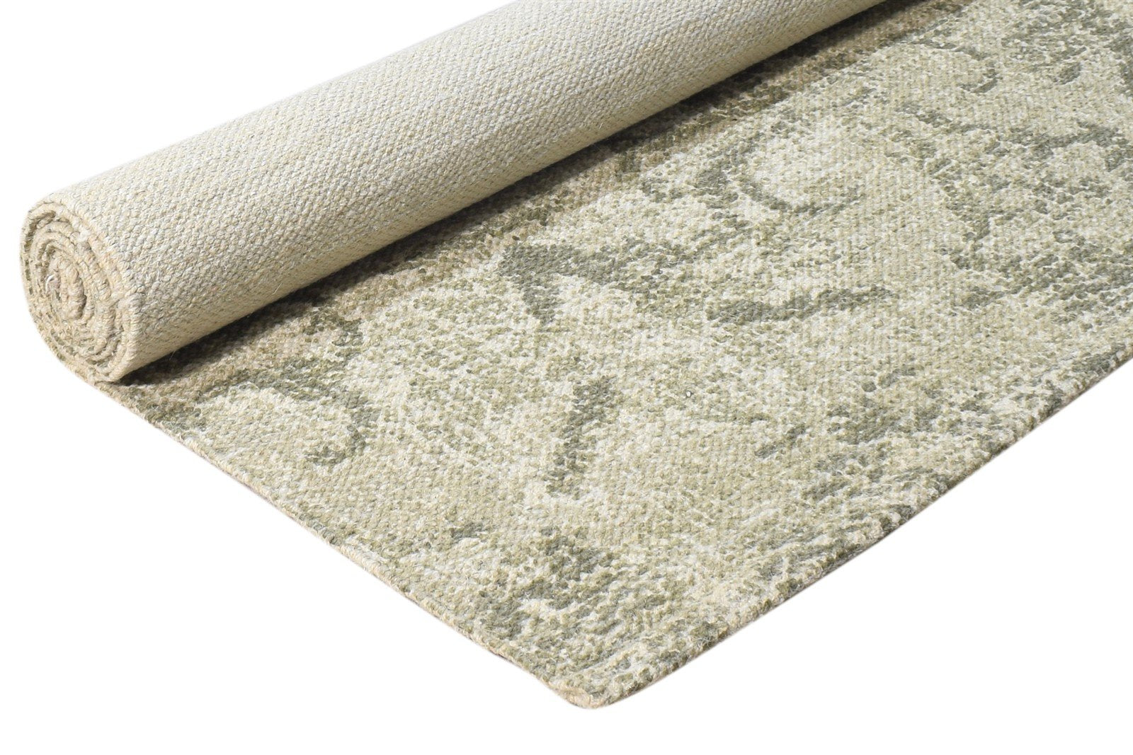 5' X 7' Rug Wool Beige Modern Dhurrie European Damask Room Size Carpet 7865195200661