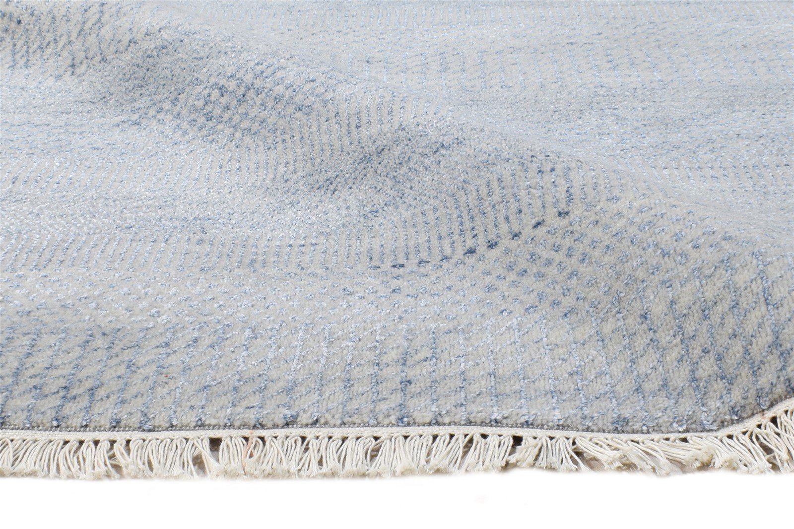5' X 7' Rug Wool Blue Modern Hand Knotted Agra Grass Trellis Room Size Carpet 7864611471509