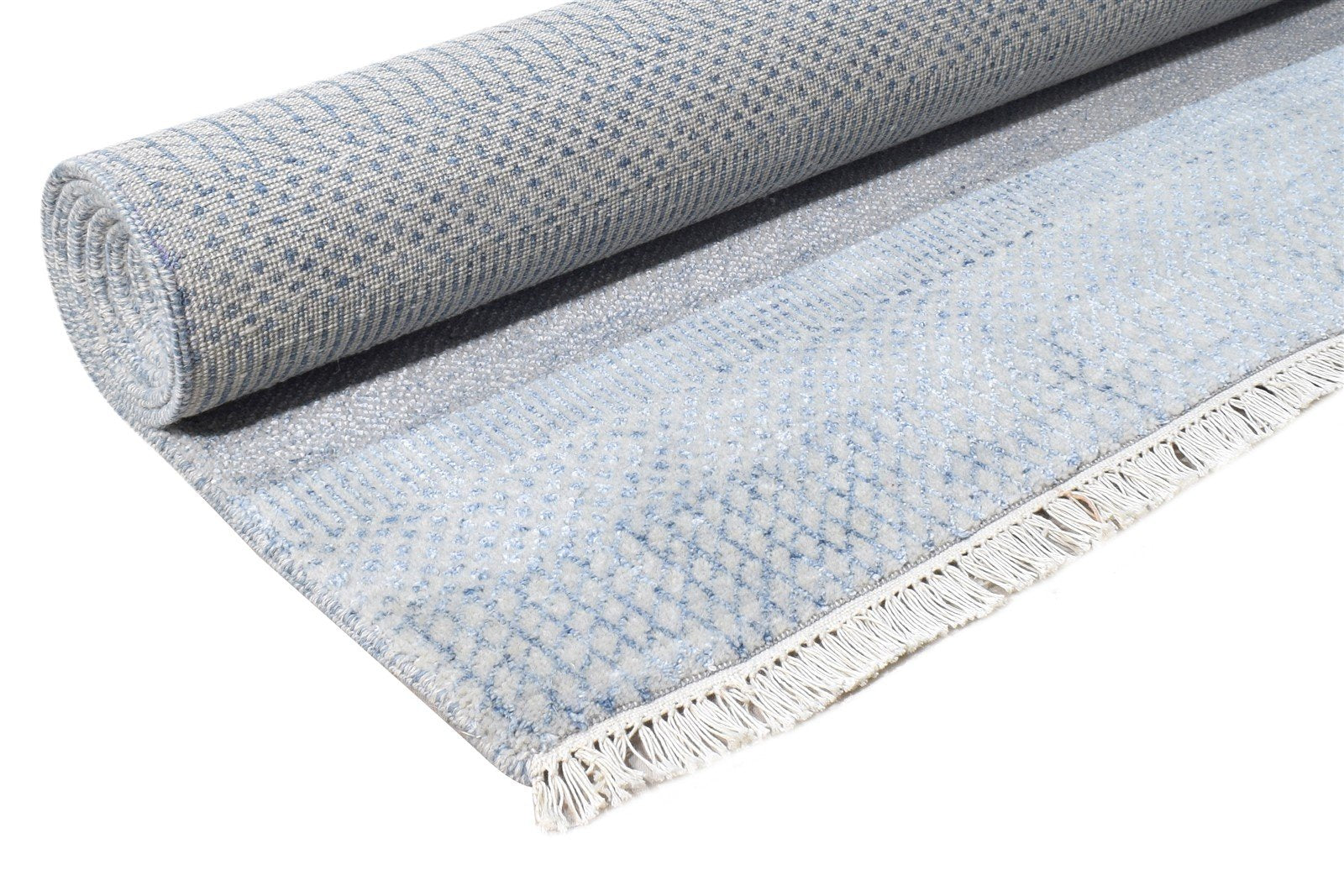 5' X 7' Rug Wool Blue Modern Hand Knotted Agra Grass Trellis Room Size Carpet 7864611471509