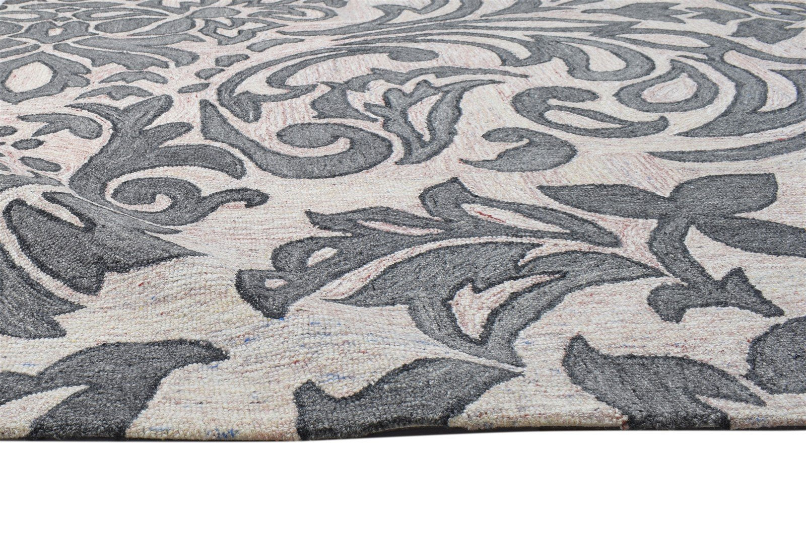 5' X 7' Rug Wool Charcoal Modern Hand Tufted French Floral Room Size Carpet 7864148787349