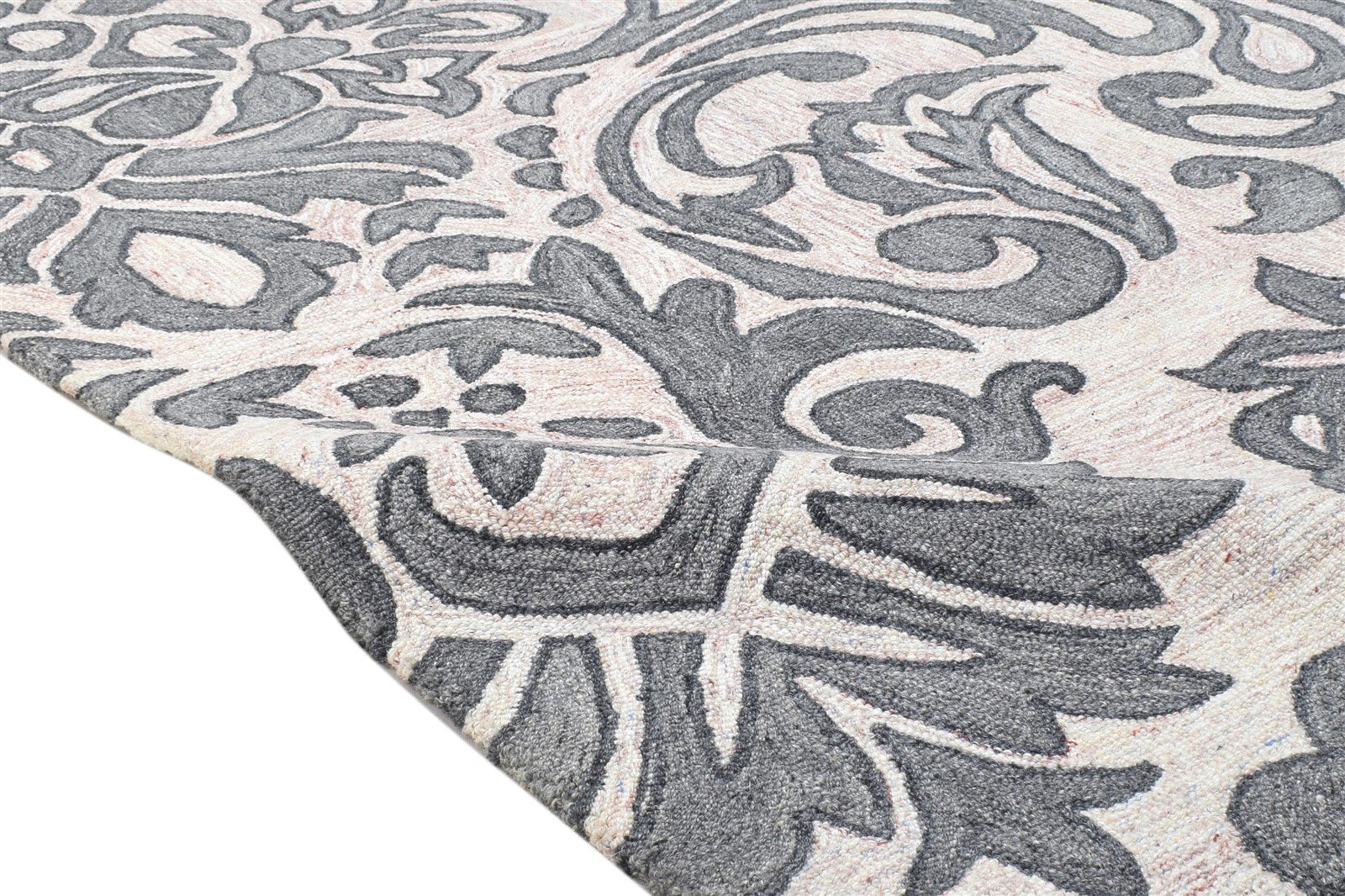 5' X 7' Rug Wool Charcoal Modern Hand Tufted French Floral Room Size Carpet 7864148787349
