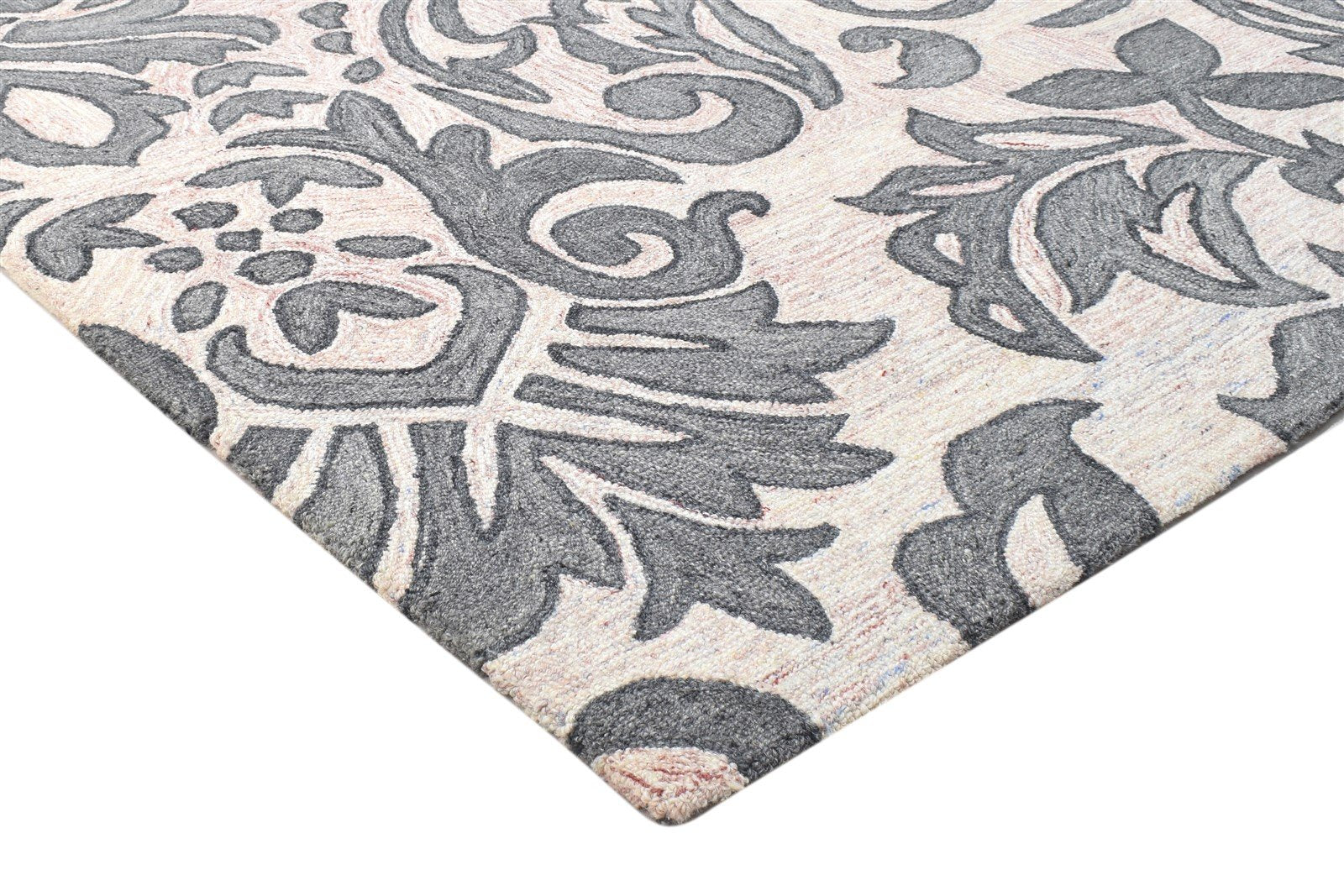 5' X 7' Rug Wool Charcoal Modern Hand Tufted French Floral Room Size Carpet 7864148787349