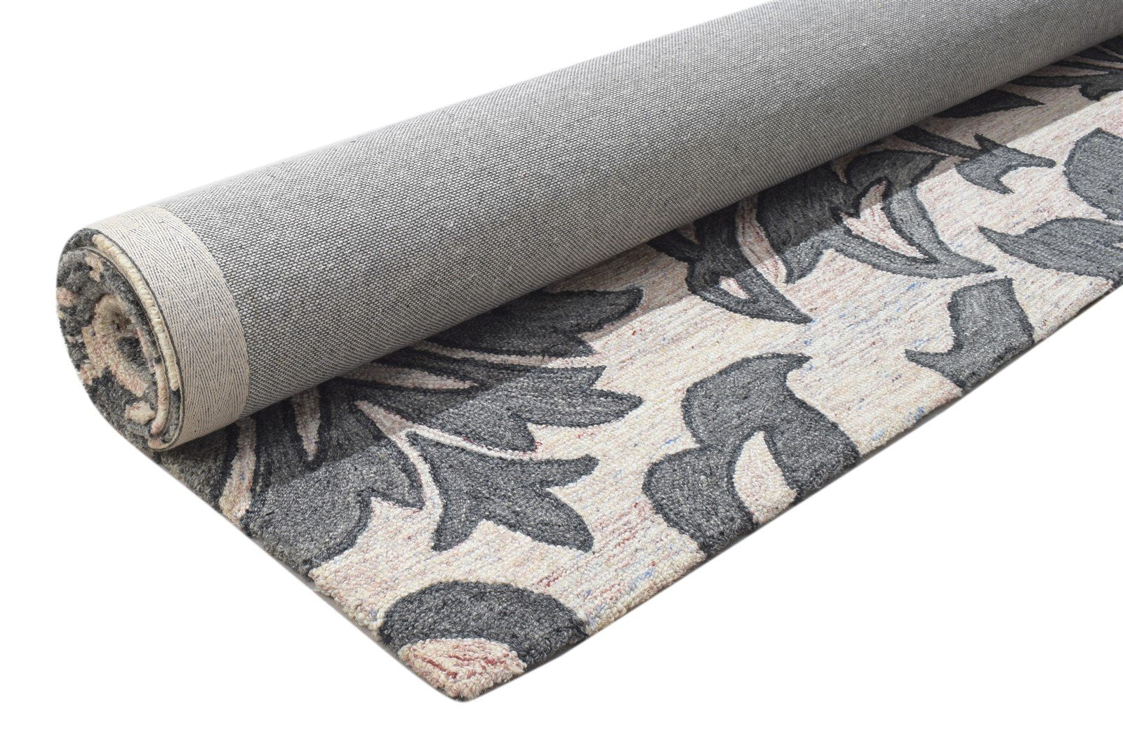 5' X 7' Rug Wool Charcoal Modern Hand Tufted French Floral Room Size Carpet 7864148787349