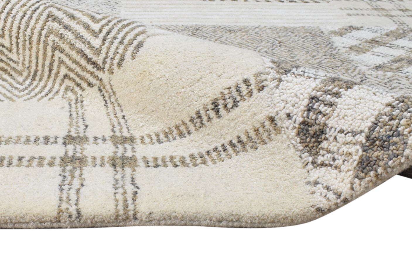 5' X 7' Rug Wool Cream Modern Tufted Scandinavian Abstract Room Size Carpet 7865009406101