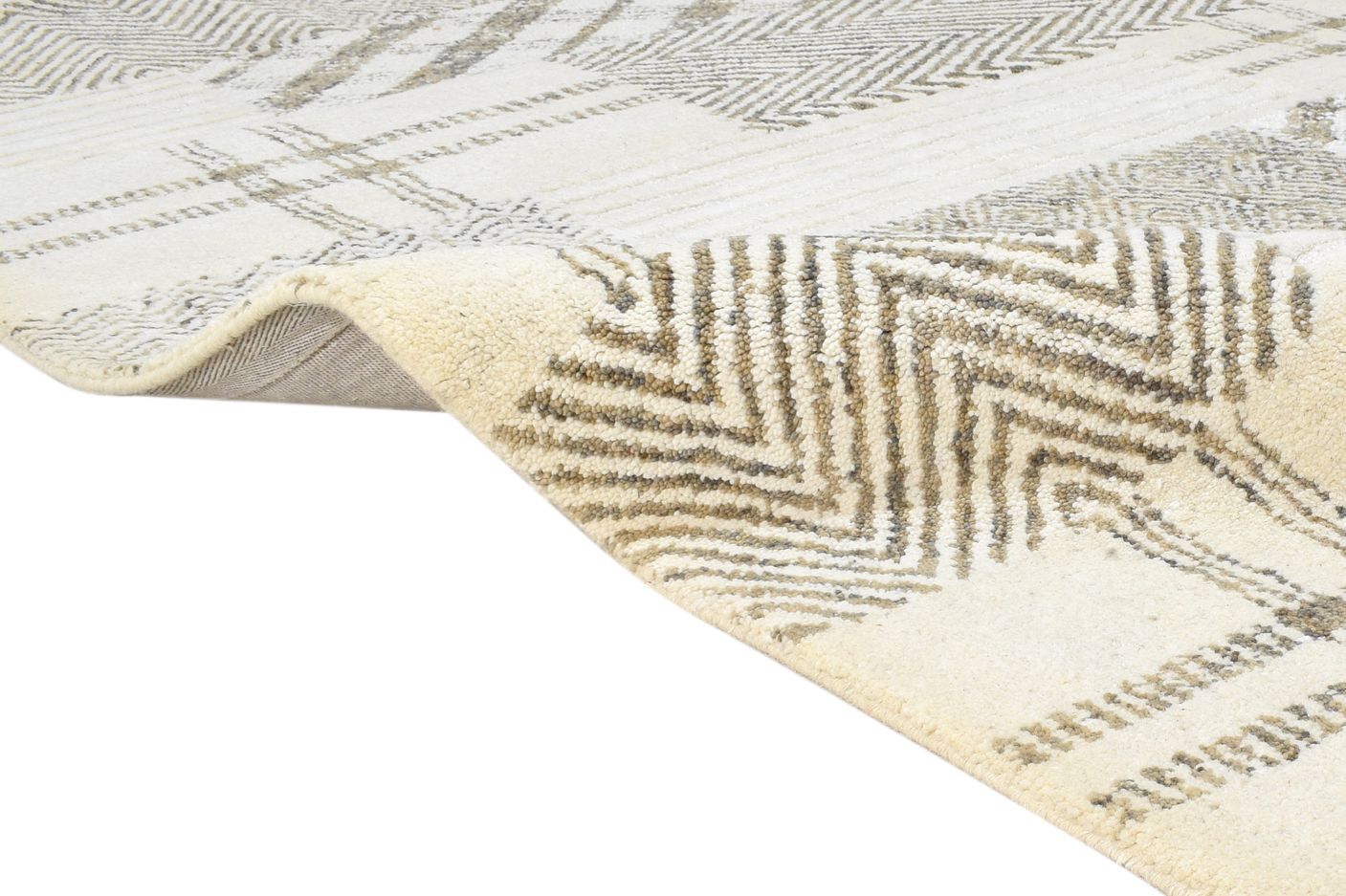 5' X 7' Rug Wool Cream Modern Tufted Scandinavian Abstract Room Size Carpet 7865009406101