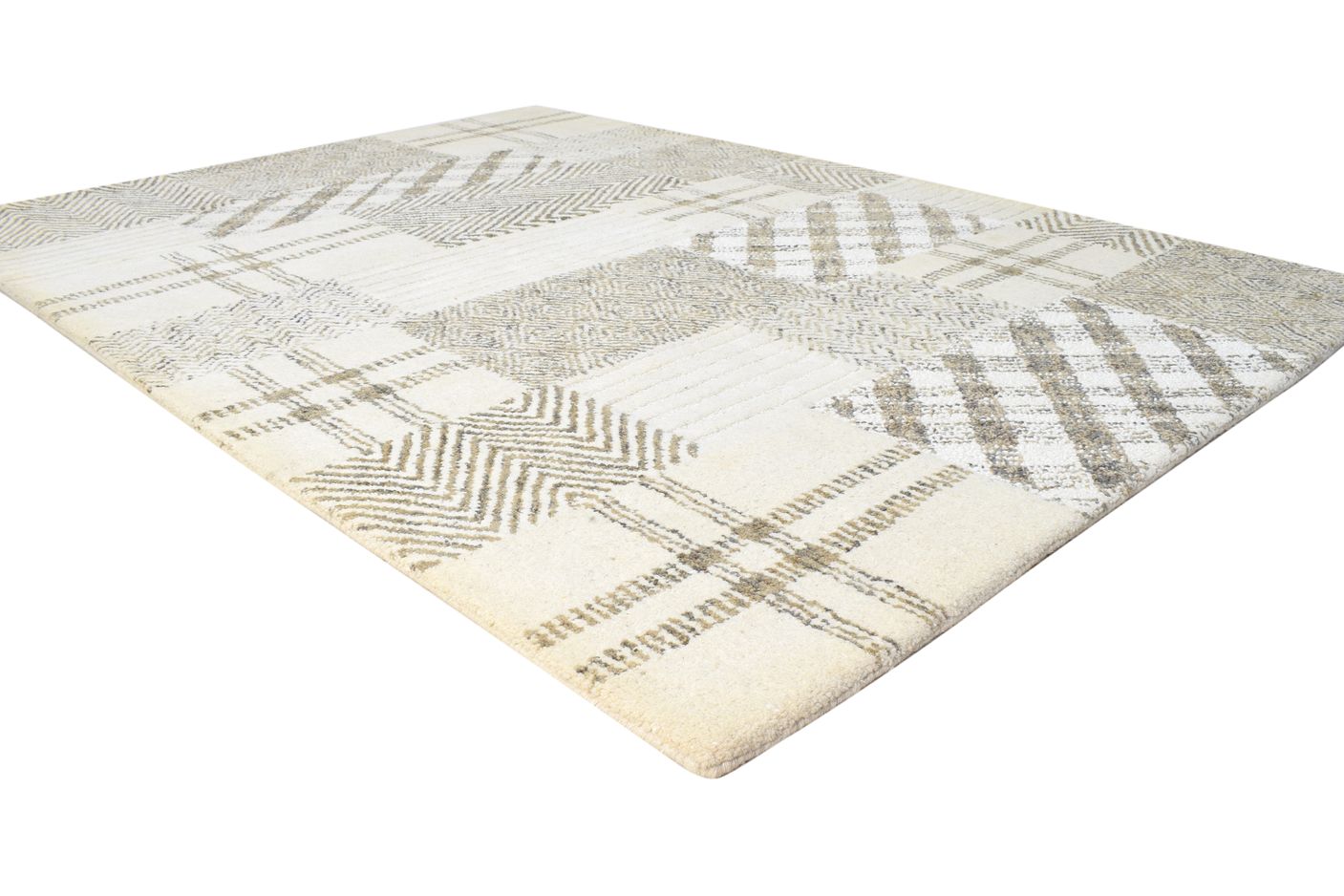 5' X 7' Rug Wool Cream Modern Tufted Scandinavian Abstract Room Size Carpet 7865009406101