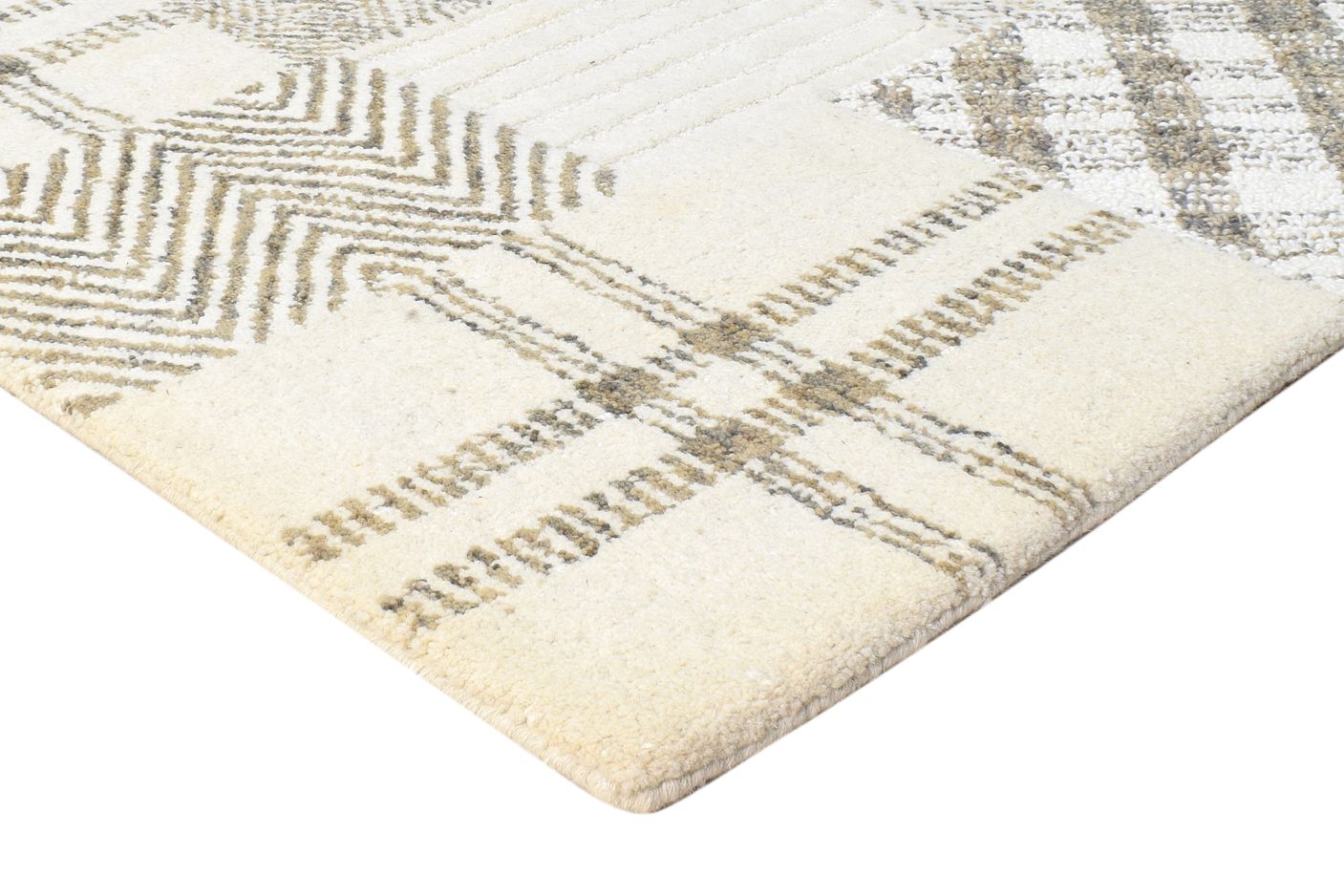 5' X 7' Rug Wool Cream Modern Tufted Scandinavian Abstract Room Size Carpet 7865009406101