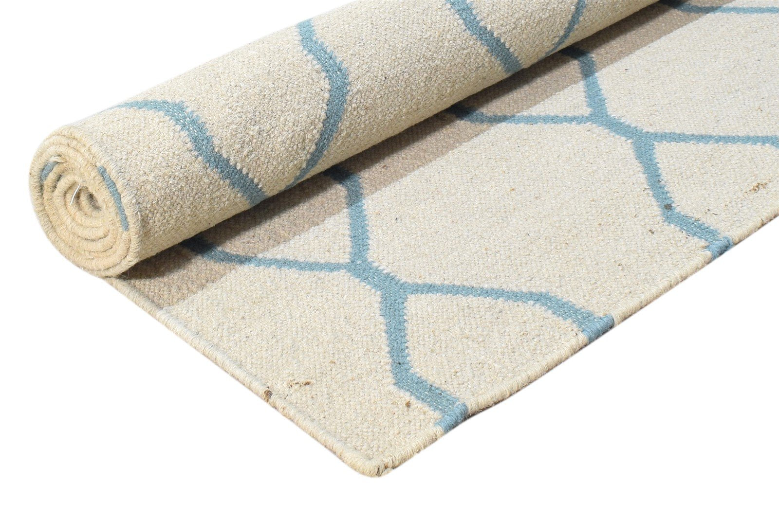 5' X 7' Rug Wool Grey Modern Dhurrie Moroccan Scroll Tile Room Size Carpet 7865077792917