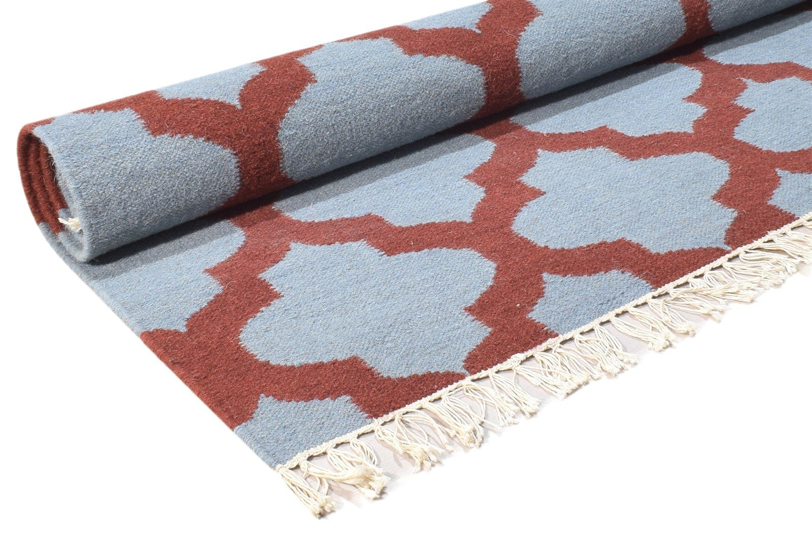 5' X 7' Rug Wool Grey Modern Dhurrie Moroccan Trellis Room Size Carpet 7864379965589
