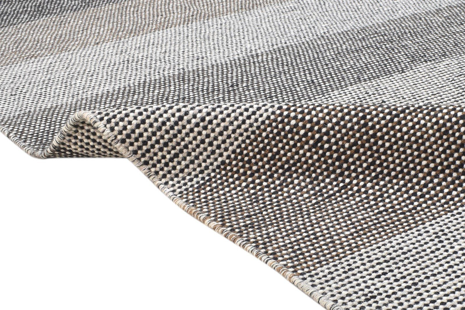 5' X 7' Rug Wool Grey Modern Dhurrie Scandinavian Striped Room Size Carpet 7864151179413