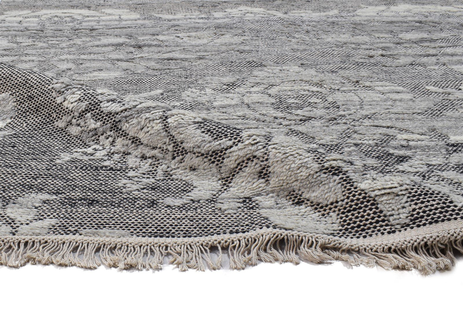 5' X 7' Rug Wool Grey Modern Hand Knotted French Damask Room Size Carpet 7864170807445