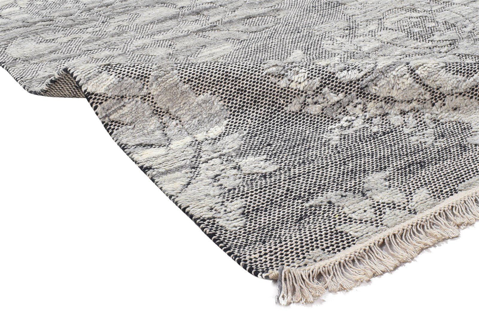 5' X 7' Rug Wool Grey Modern Hand Knotted French Damask Room Size Carpet 7864170807445