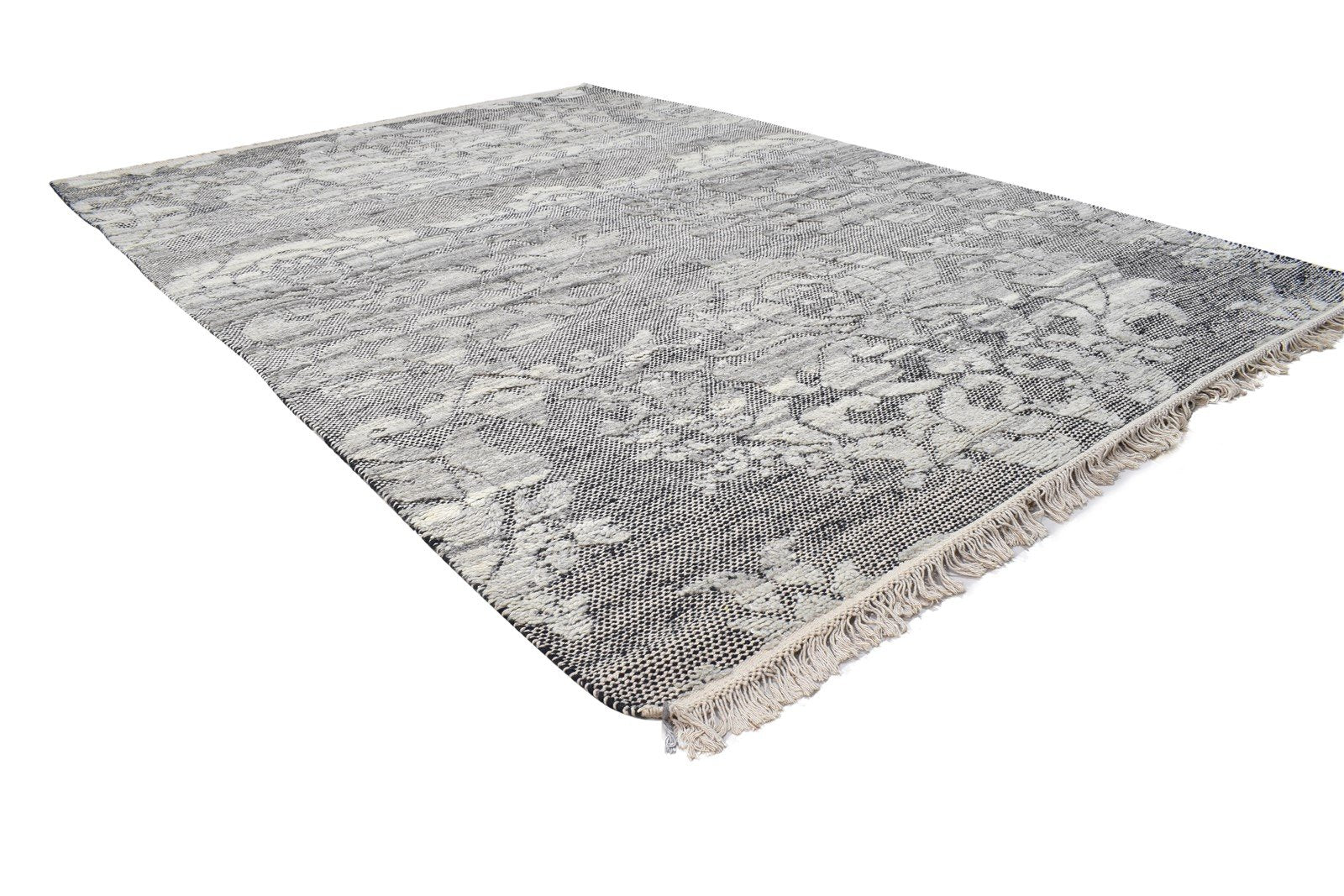 5' X 7' Rug Wool Grey Modern Hand Knotted French Damask Room Size Carpet 7864170807445