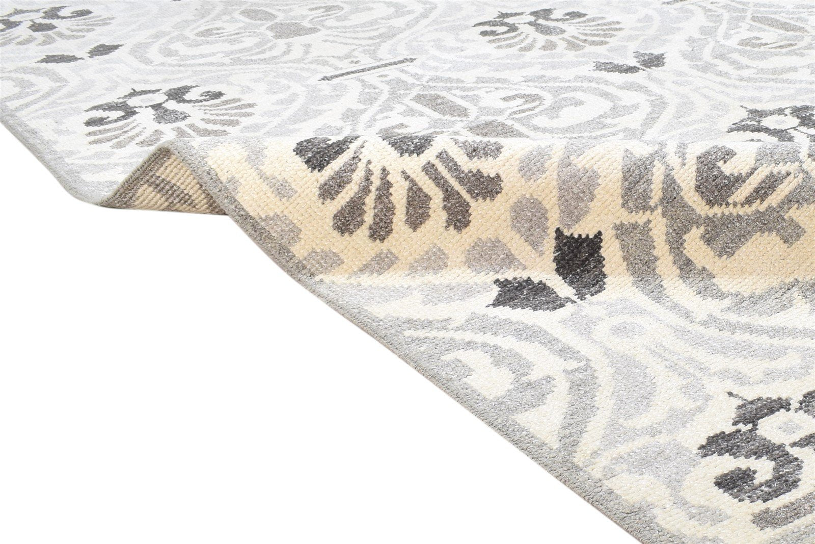 5' X 7' Rug Wool Grey Modern Hand Knotted Moroccan Damask Room Size Carpet 7864513265813