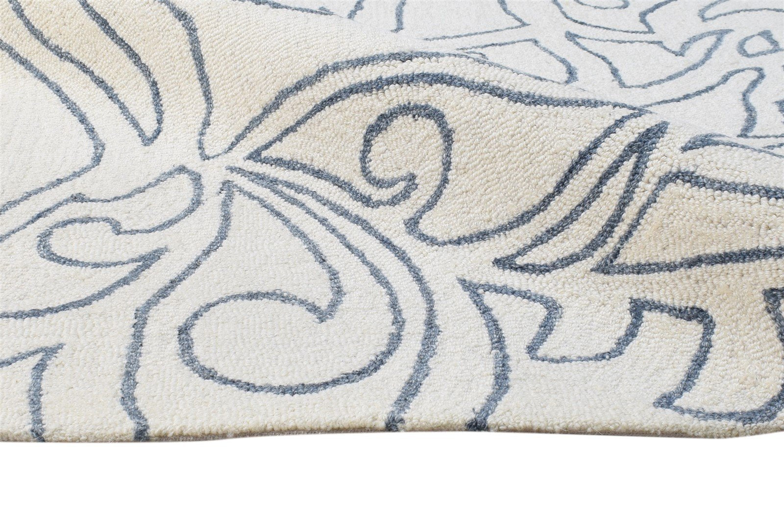5' X 7' Rug Wool Ivory Modern Hand Tufted Scandinavian Floral Room Size Carpet 7865140740245