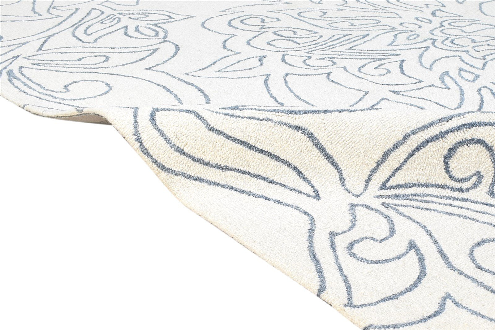5' X 7' Rug Wool Ivory Modern Hand Tufted Scandinavian Floral Room Size Carpet 7865140740245