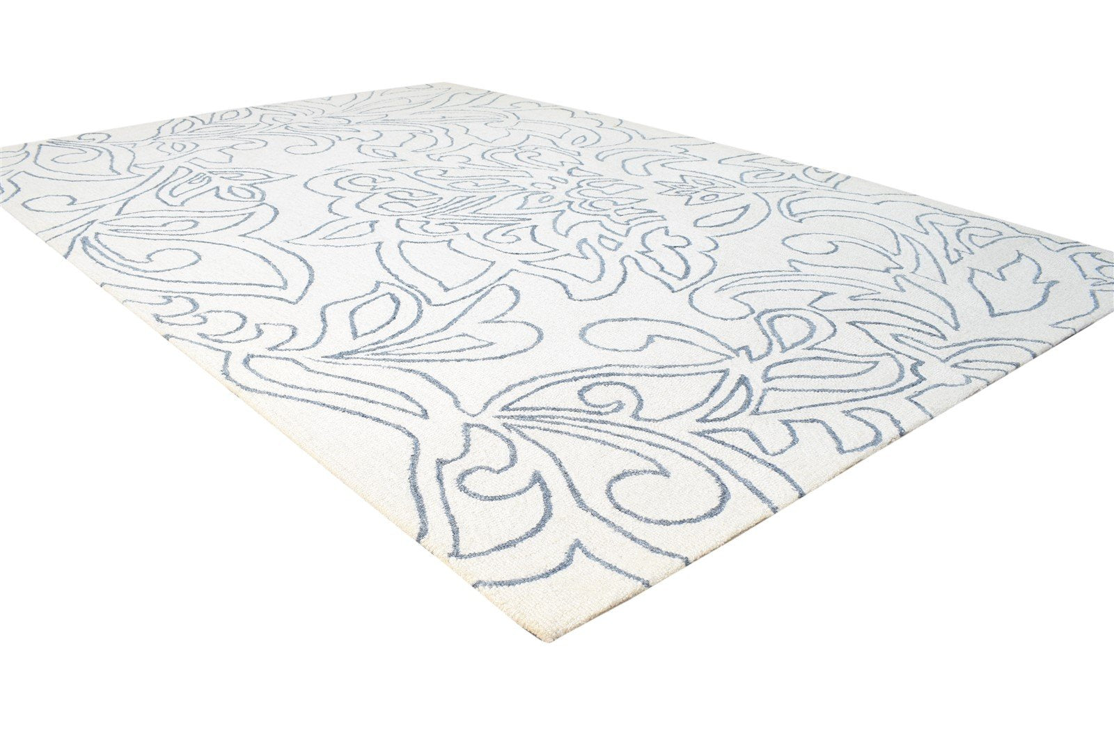 5' X 7' Rug Wool Ivory Modern Hand Tufted Scandinavian Floral Room Size Carpet 7865140740245