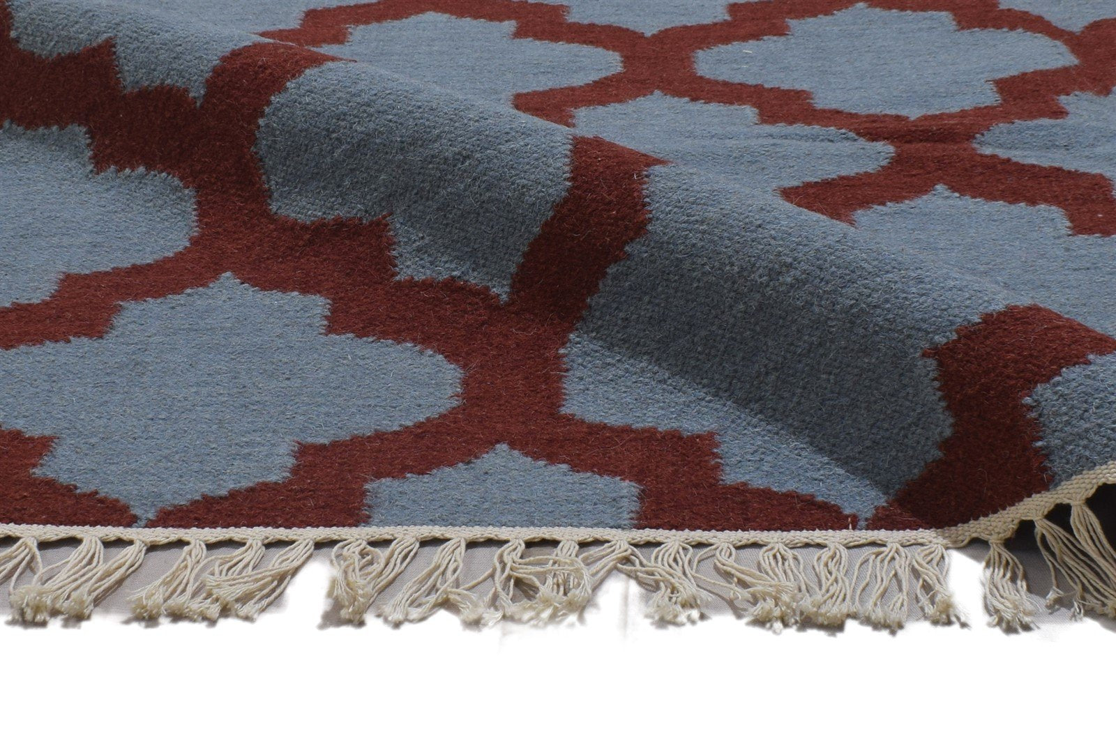 5' X 7' Rug Wool Red Modern Dhurrie Moroccan Trellis Room Size Carpet 7864353456277