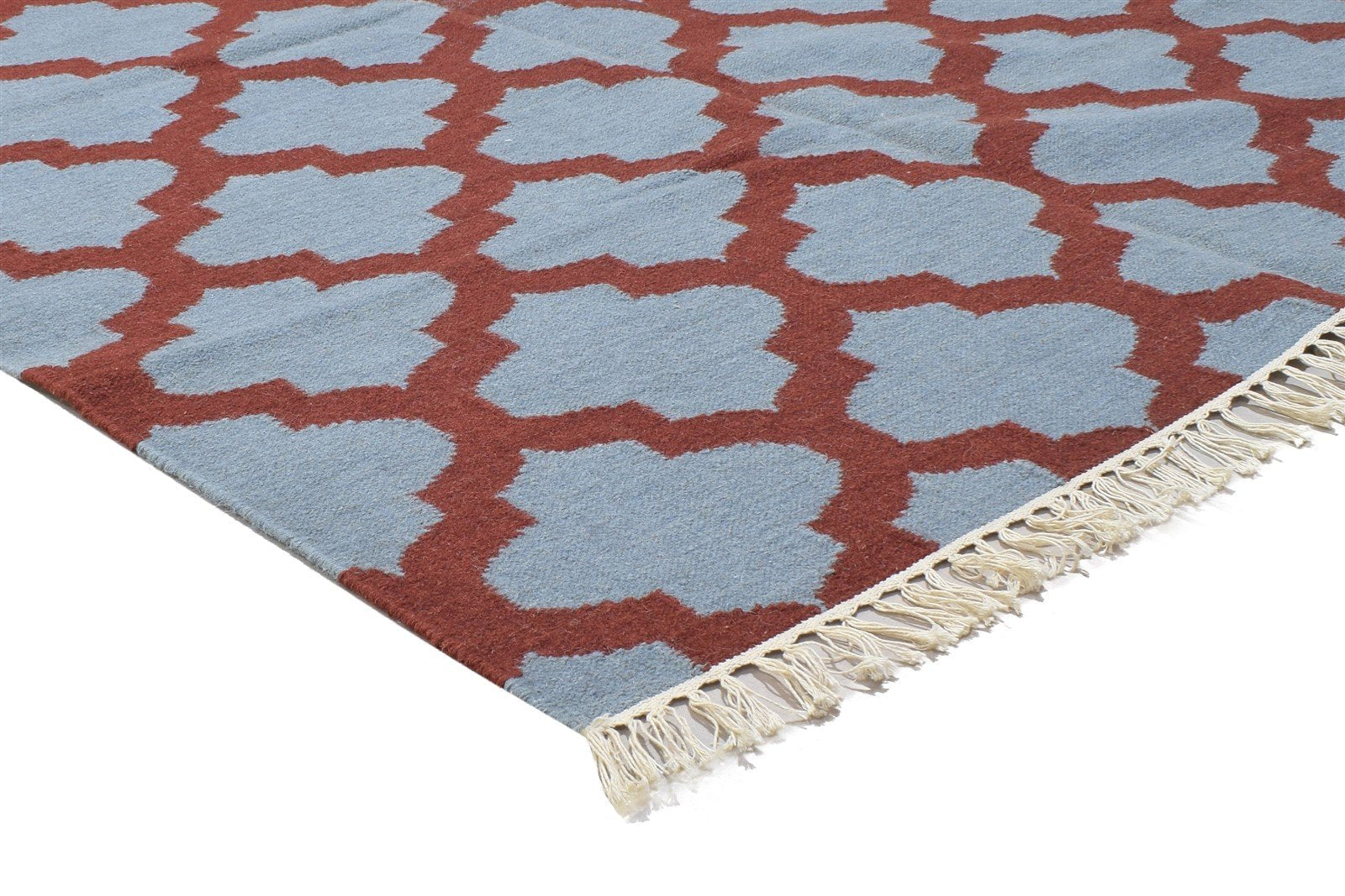 5' X 7' Rug Wool Red Modern Dhurrie Moroccan Trellis Room Size Carpet 7864353456277