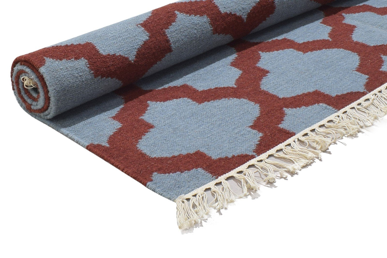5' X 7' Rug Wool Red Modern Dhurrie Moroccan Trellis Room Size Carpet 7864353456277