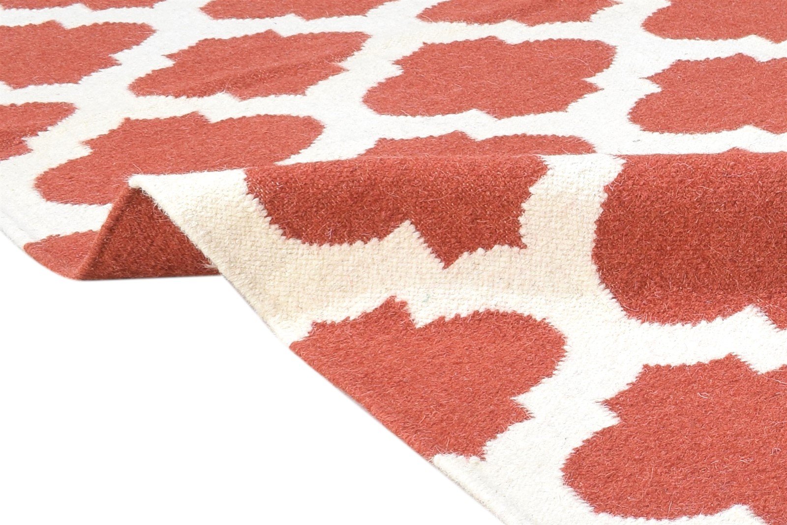 5' X 7' Rug Wool Red Modern Dhurrie Moroccan Trellis Room Size Carpet 7864392581269