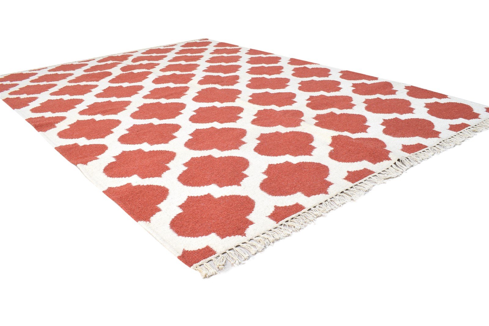 5' X 7' Rug Wool Red Modern Dhurrie Moroccan Trellis Room Size Carpet 7864392581269