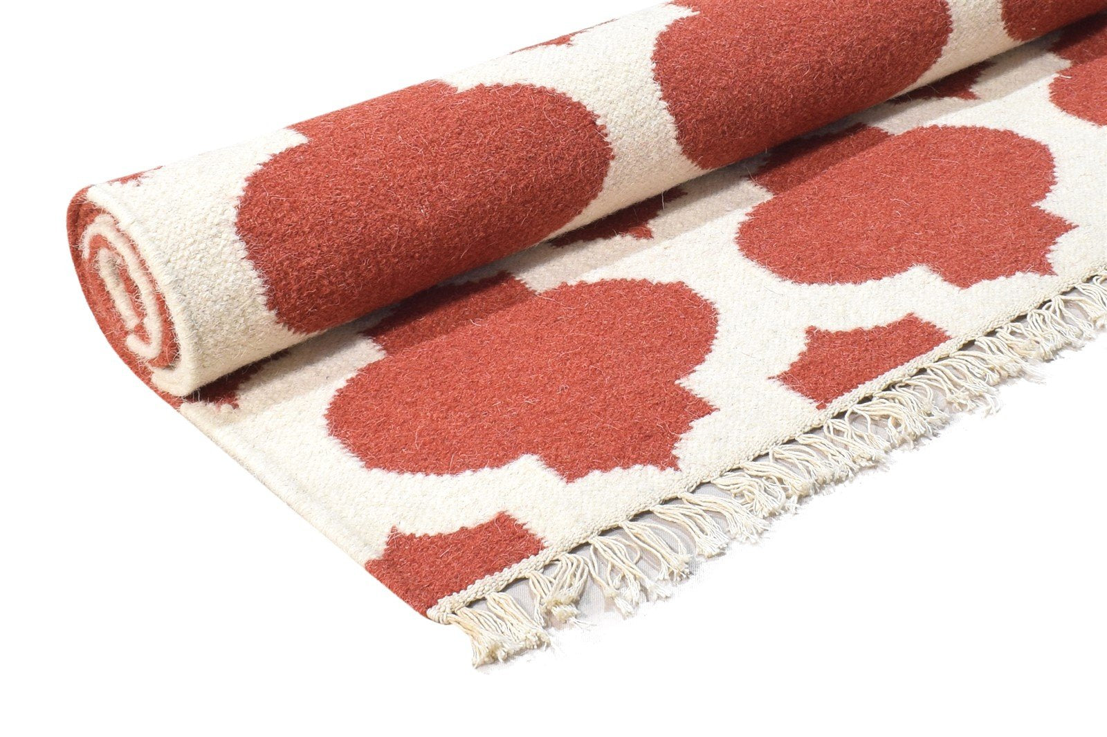 5' X 7' Rug Wool Red Modern Dhurrie Moroccan Trellis Room Size Carpet 7864392581269